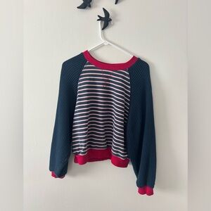 Pilcro Pink and Blue Striped Top